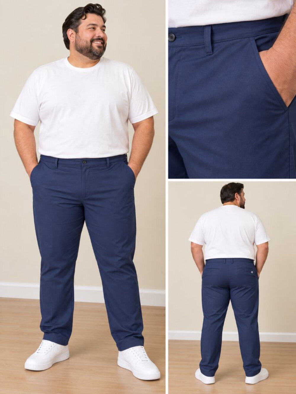 ZELOS Men's Navy Flat-Front Performance Pants
